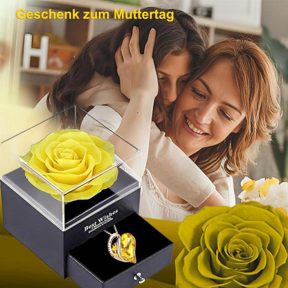 Infinity Rose Gelbe Rose mit Kette und 925er Sterling Silber