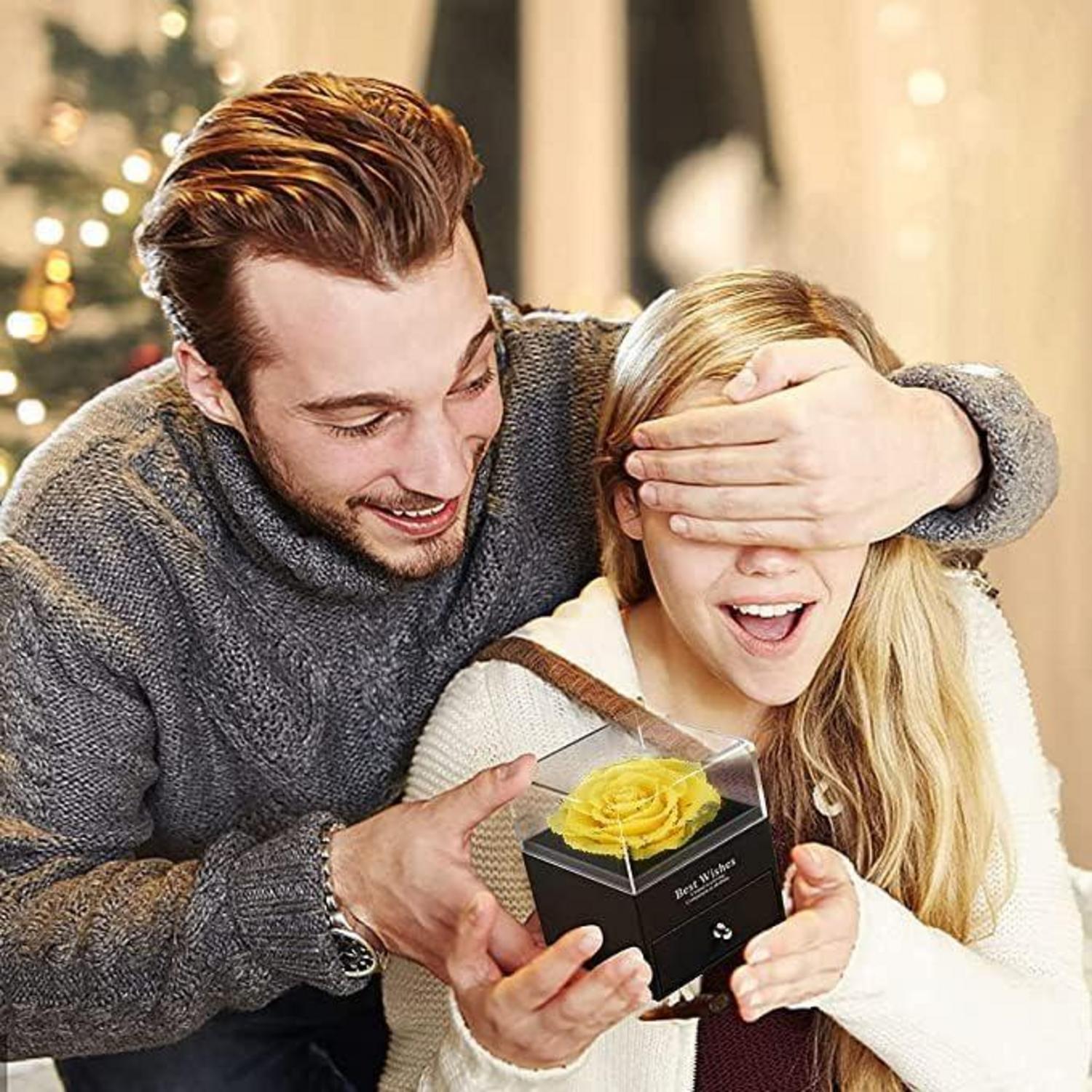 Ewige Gelbe Rosenkette mit 925er Silber Anhänger & Geschenkbox