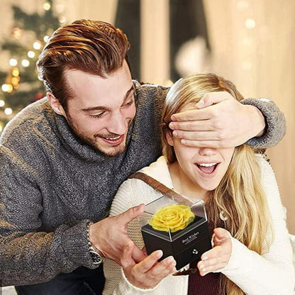 Ewige Gelbe Rosenkette mit 925er Silber Anhänger & Geschenkbox
