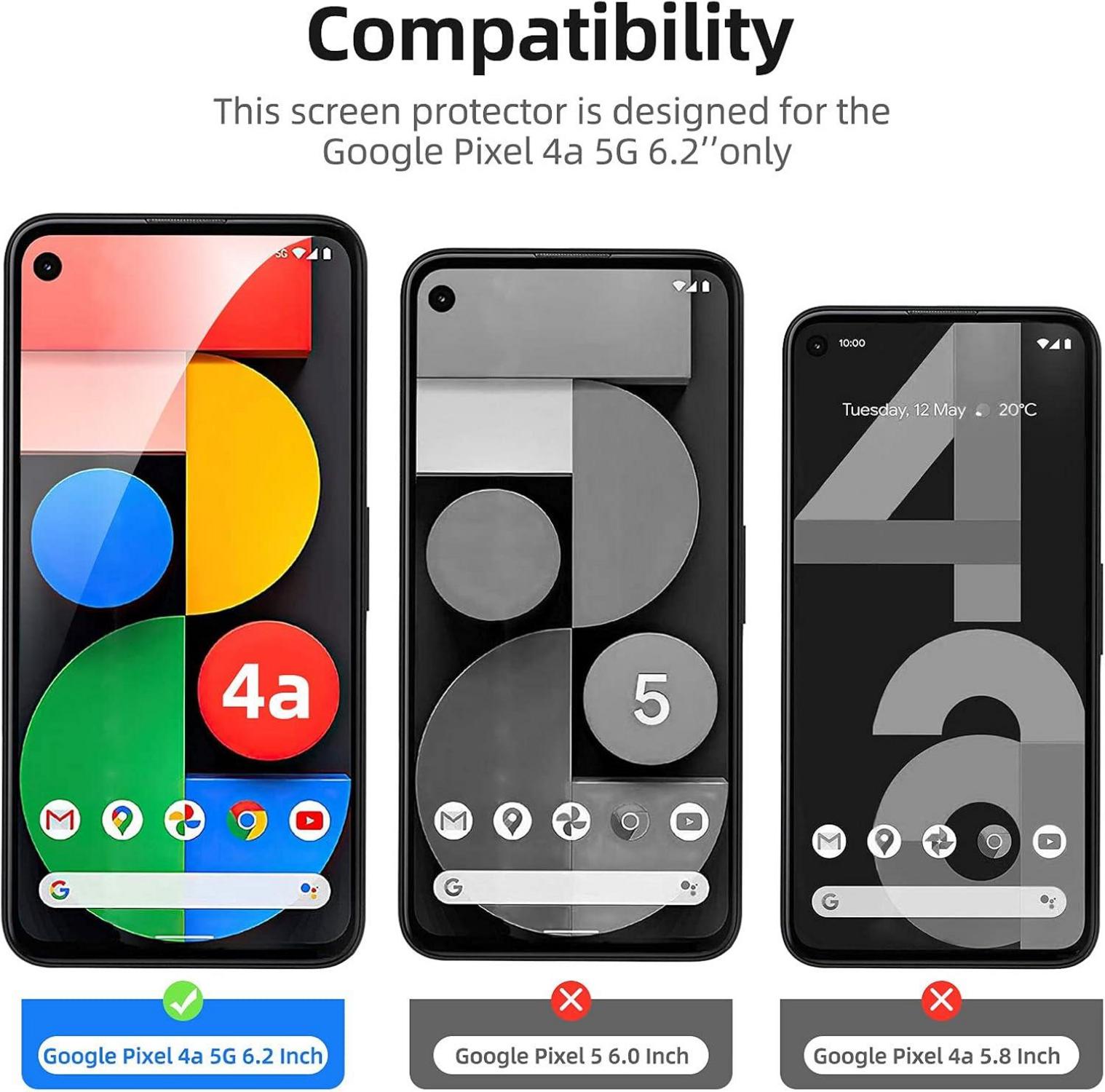 Panzer Schutz Glas Google Pixel 4a 5G 3er Pack 9H Härte Ultra-klar