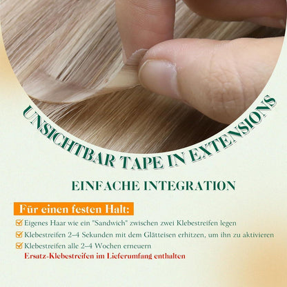 Echthaar Tape Extensions Blond Aschblond 55cm #18/613