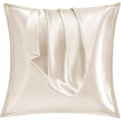 Satin Kissenbezug 80x80 Beige 2er Set Reißverschluss weich