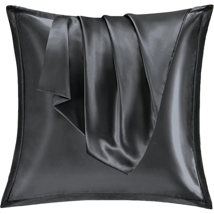 Satin Kissenbezug 80x80 Dark Gray 2er Set mit Reißverschluss