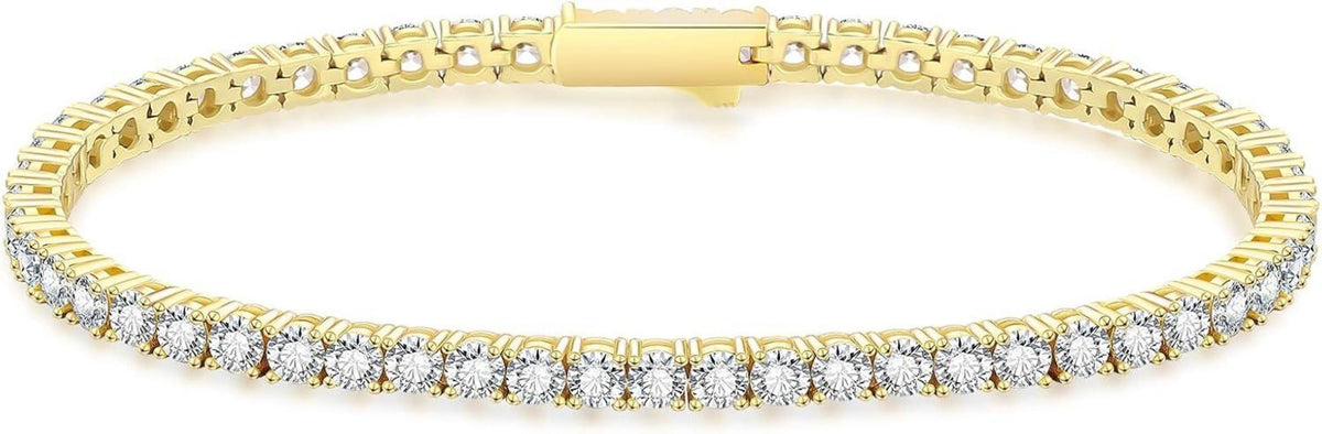 Damen Tennisarmband 14K Gold beschichtet mit Zirkonia Steinen 3mm