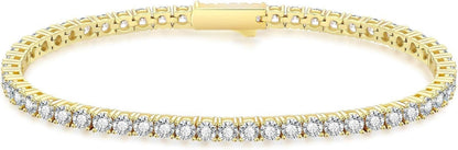 Damen Tennisarmband 14K Gold beschichtet mit Zirkonia Steinen 3mm