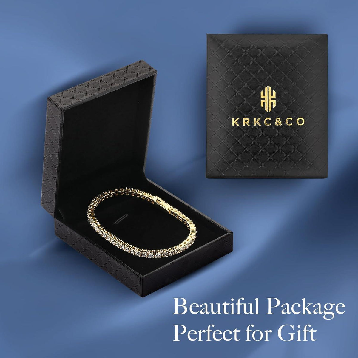 Tennisarmband Damen 14K Gold Weißgold beschichtet mit Zirkonia
