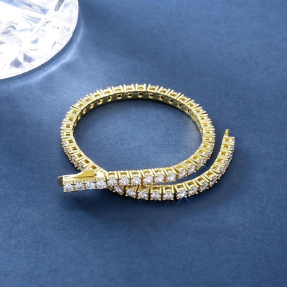 Gold Tennisarmband Damen 14K Weißgold Zirkonia Kristall 19cm