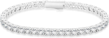 Zirkonia Tennisarmband 14K Gold Weißgold beschichtet 4mm 16,5cm