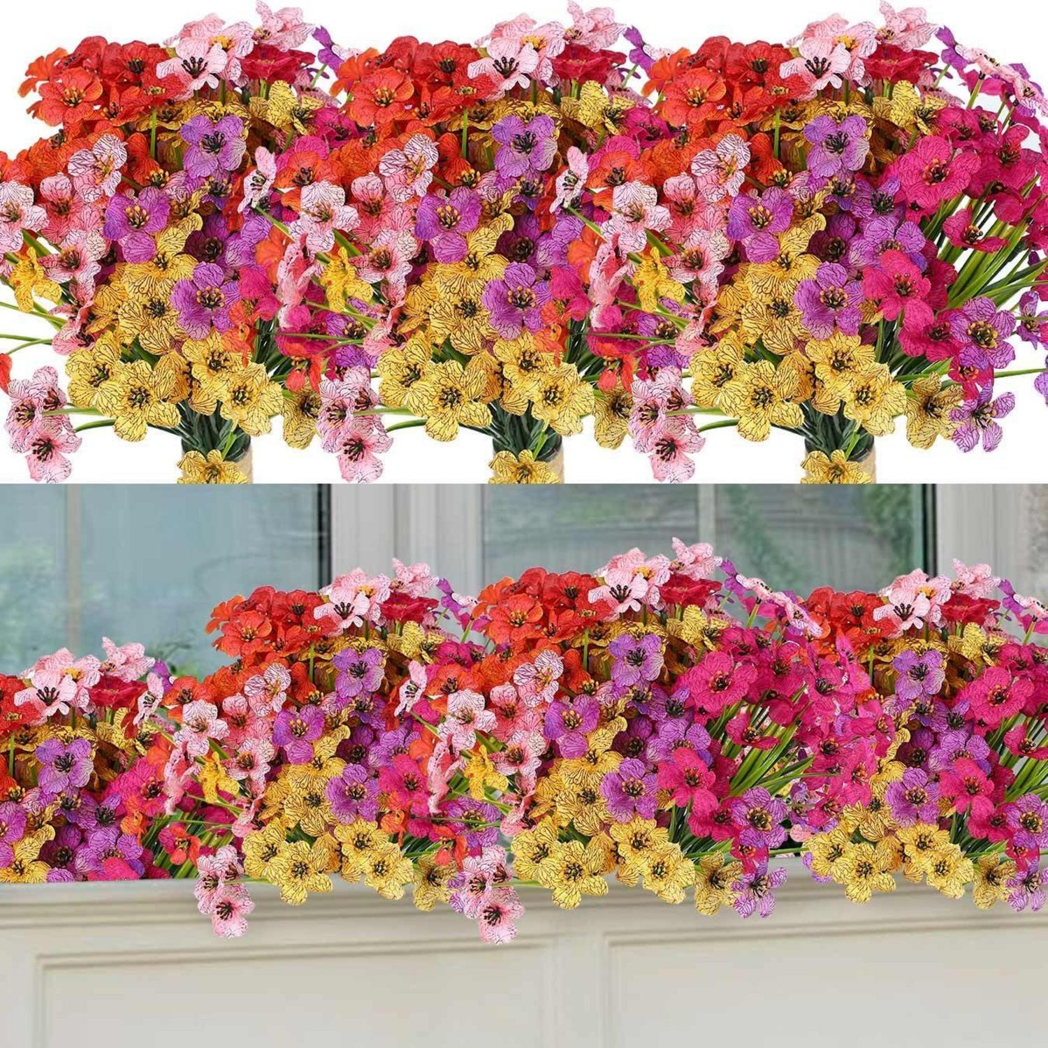 Künstliche UV-beständige Blumen für Draußen, 12 Stück