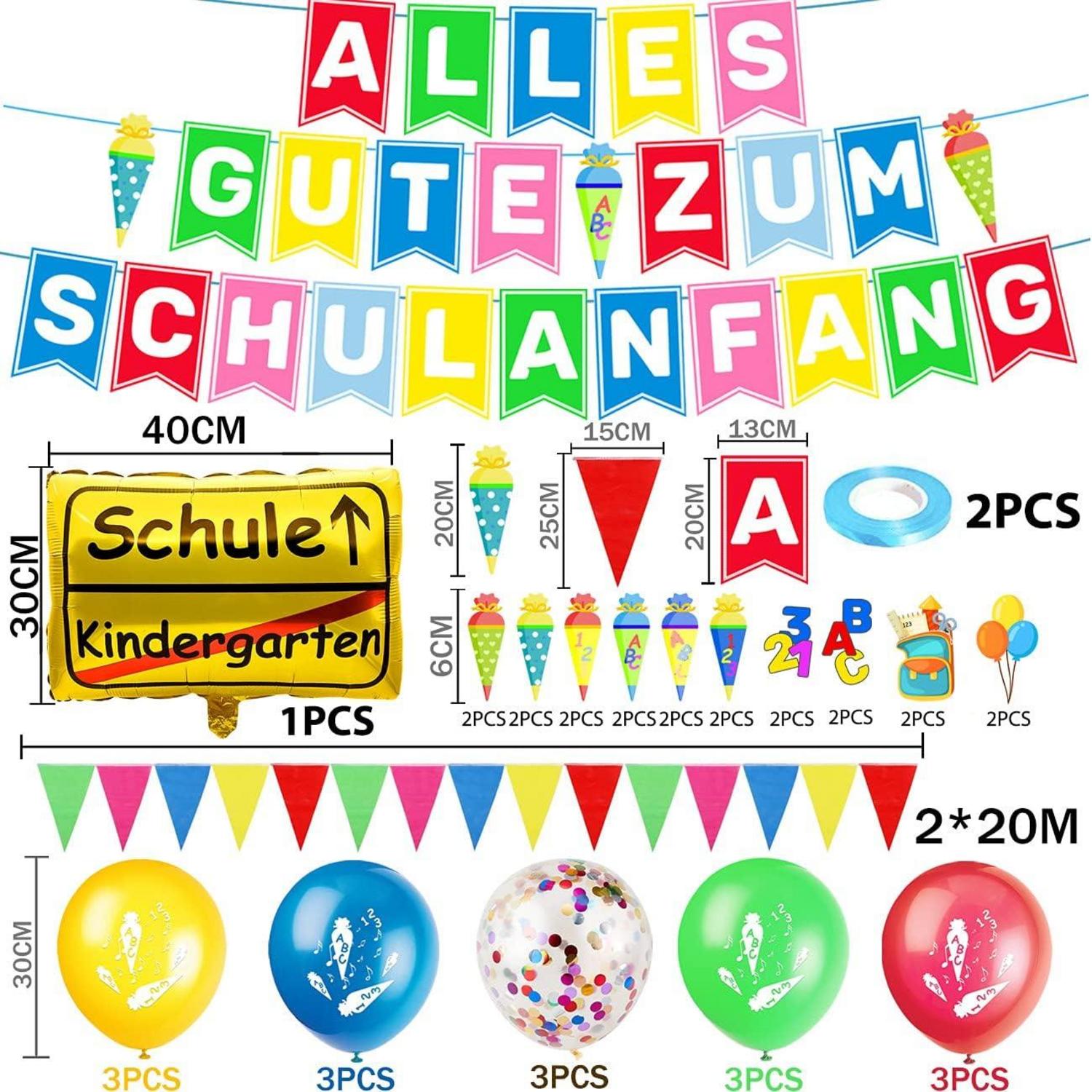 Einschulung Deko Set Jungen Mädchen Luftballon Konfetti