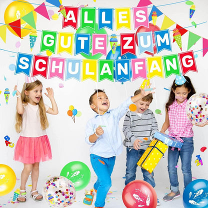 Einschulung Deko Set Jungen Mädchen Schultüte Luftballon Konfetti Girlande