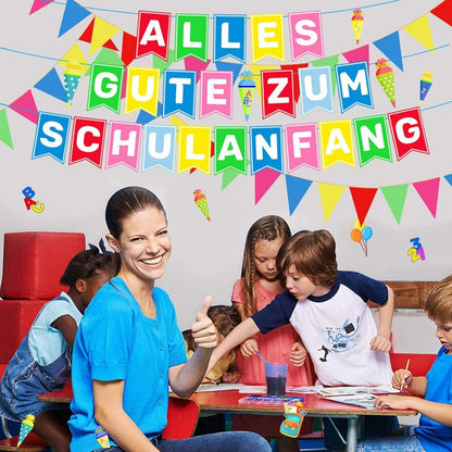 iZoeL Einschulung Deko Set Jungen Mädchen Girlande Wimpel Luftballon Konfetti