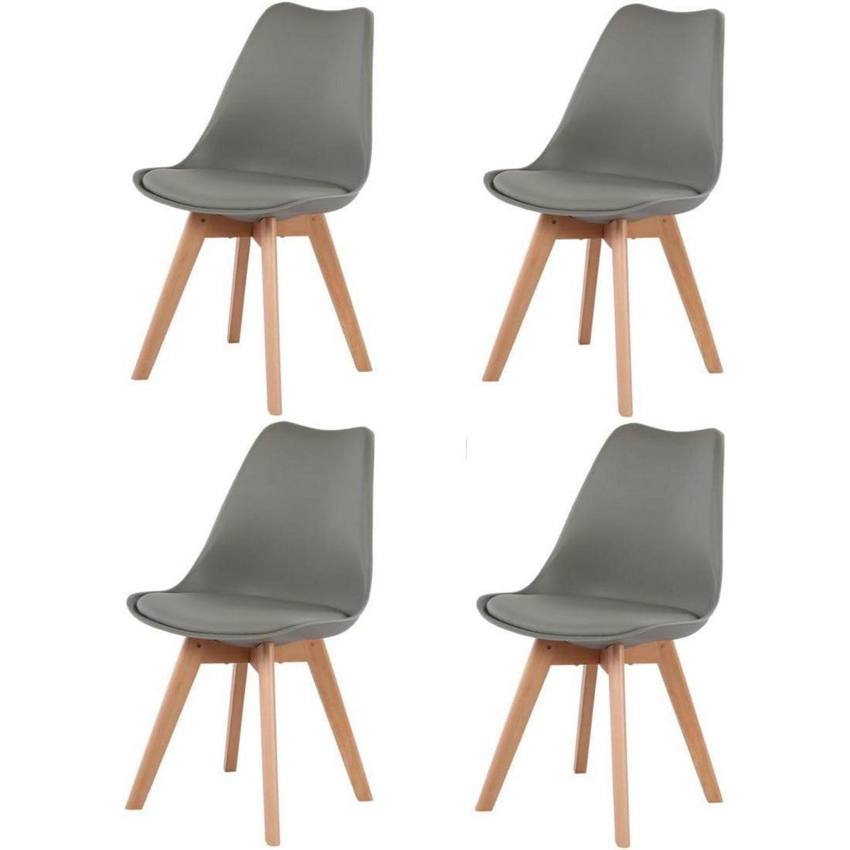 Nordischer Esstisch Set mit 4 Stühlen – Grau/Schwarz