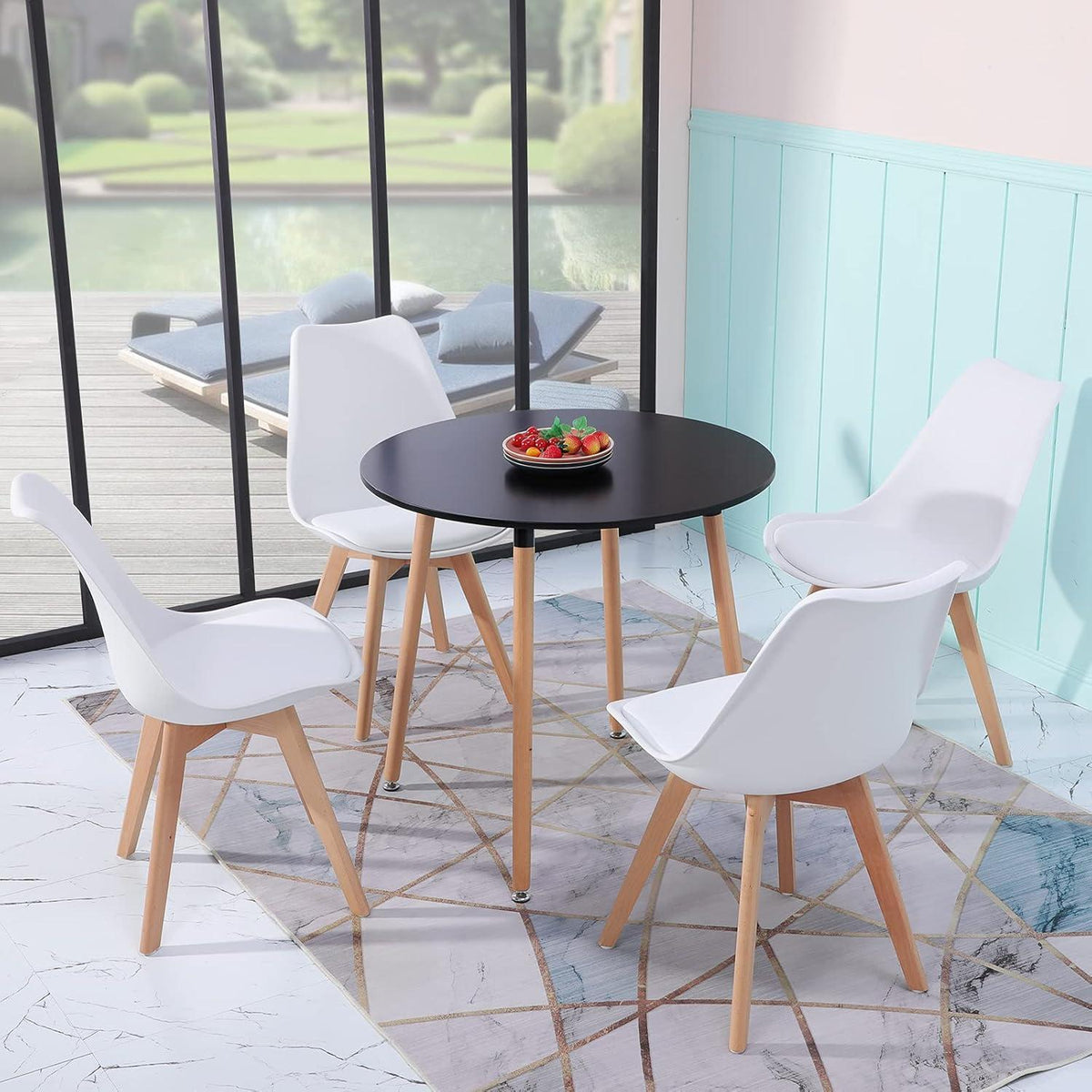 Runder Esstisch mit 4 Stühlen – Nordisches Design
