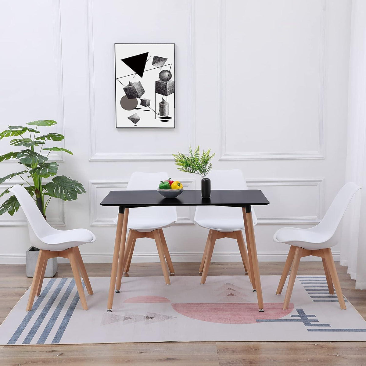 Esszimmer-Set: Küchentisch & 4 Stühle, Nordisches Design