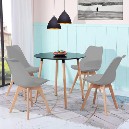 Runder Esstisch mit 4 Stühlen – Nordisches Design Schwarz/Grau