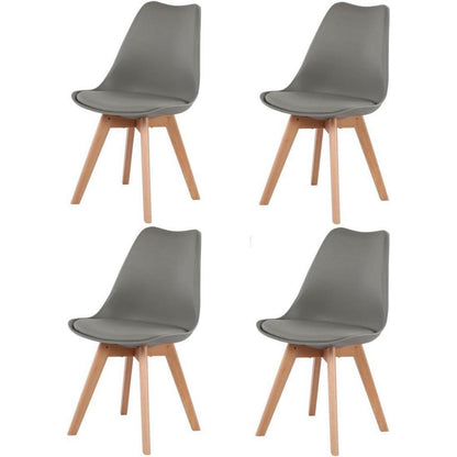 Runder Esstisch mit 4 Stühlen – Nordisches Design Schwarz/Grau