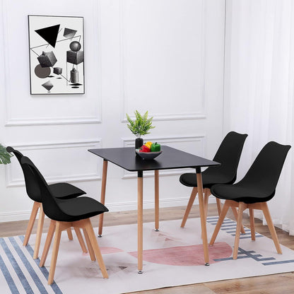 Nordisches Esstisch-Set mit 4 Stühlen – Weiß & Schwarz