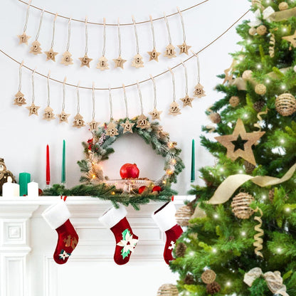 Adventskalender Holzanhänger DIY Weihnachtsdeko 24 Zahlen