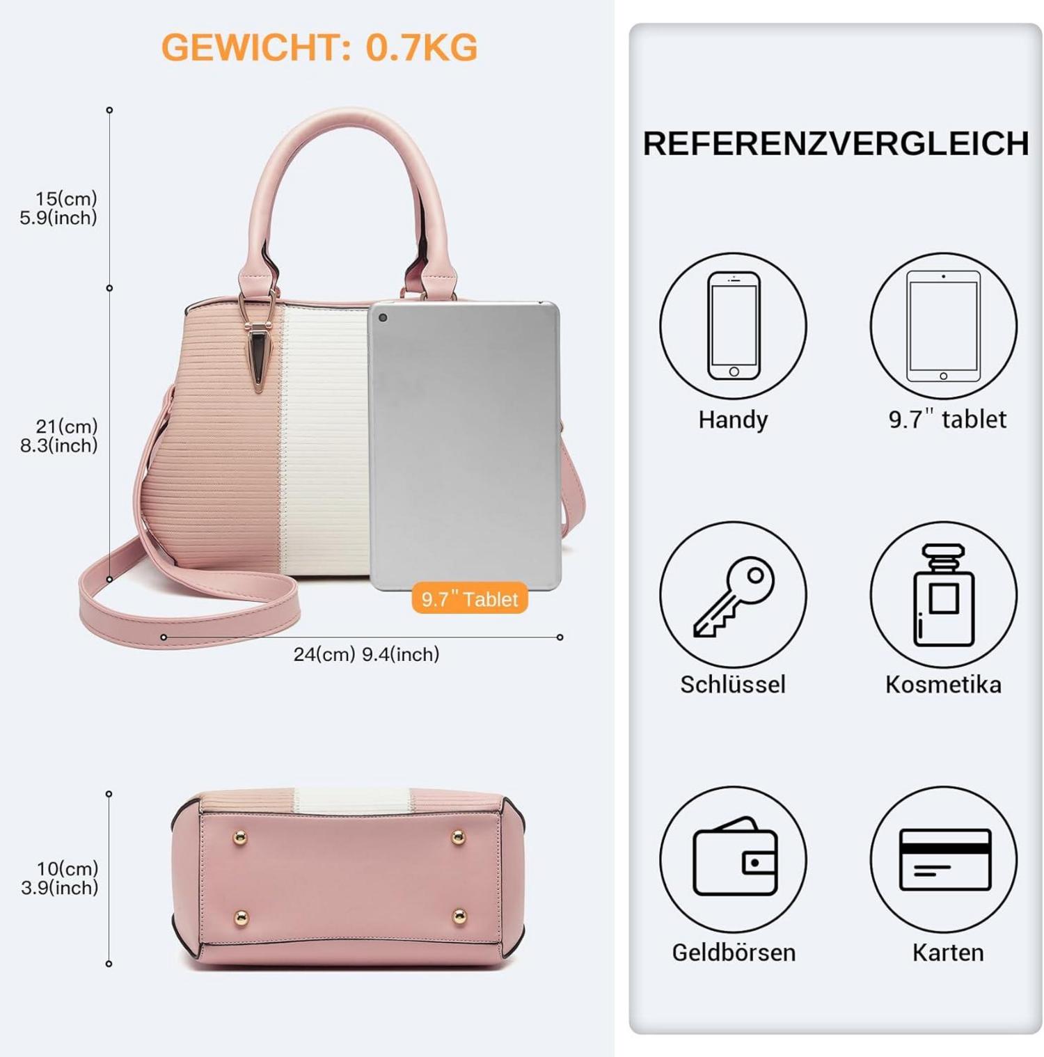 Miss Lulu Handtasche Damen Mittelgroß Multicolor Henkeltasche Elegant
