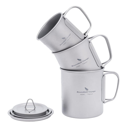 Titan Becher mit Deckel & Griff – Camping Tasse Outdoor 200ml-750ml
