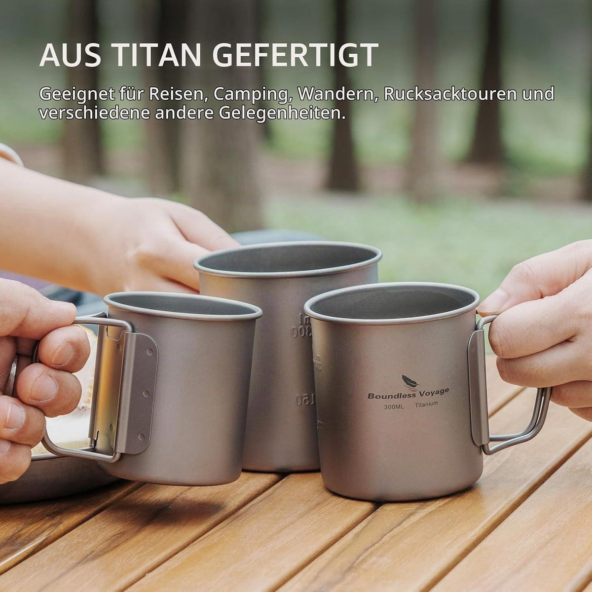 Titan Becher mit Deckel & Griff – Camping Tasse Outdoor 200ml-750ml