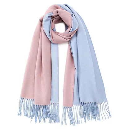 Damen Schal kuschelweich Karo Rosa Blau Elegant Komfortabel