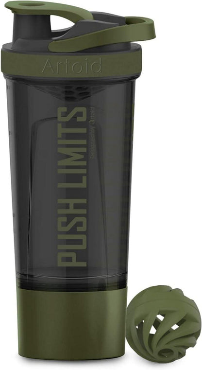 Inspirational Fitness Protein Shaker 680ml Dual Mixing Technology Push