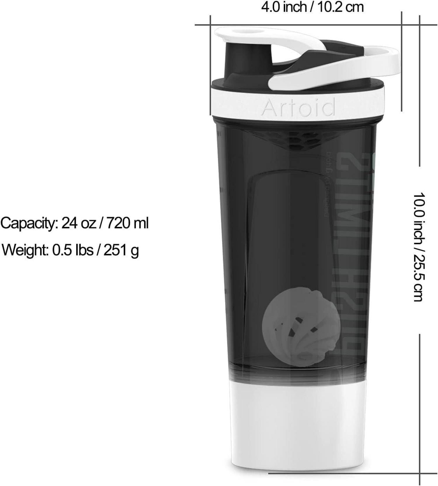 Inspirational Fitness Protein Shaker Flasche 680 ml Kunststoff Dual Mixing Technology
