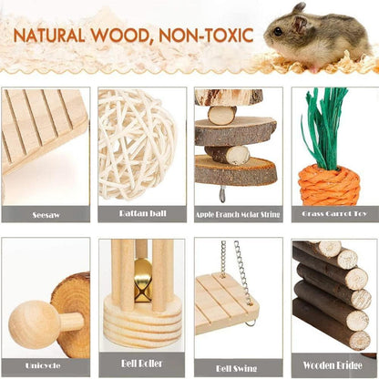 Nagetier-Holzbrücken-Set, Molarspielzeug, Zahnpflege, Spielzeug für Hamster