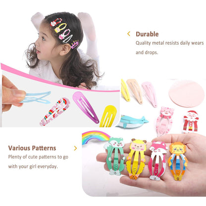 100er Mädchen Haarspangen Set Karikatur Tiere Metall 5cm