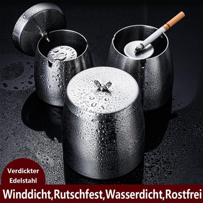 Y-home Groß Outdoor Aschenbecher mit Deckel - Edelstahl Windgeschützt für