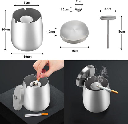 Y-home Groß Outdoor Aschenbecher mit Deckel - Edelstahl Windgeschützt für