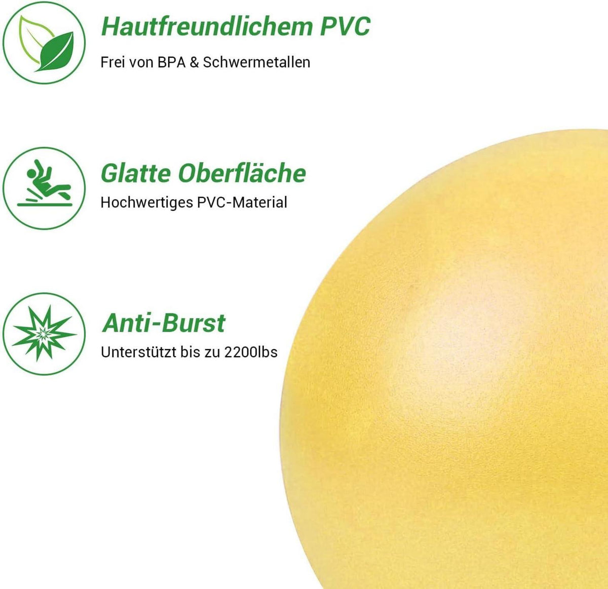 Kleiner Gymnastikball 25cm Yoga Baby Soft Rutschfest Fitness Gelb