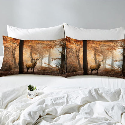 Hirsch Bettwäsche Set Braun Wald Motiv 155x220cm