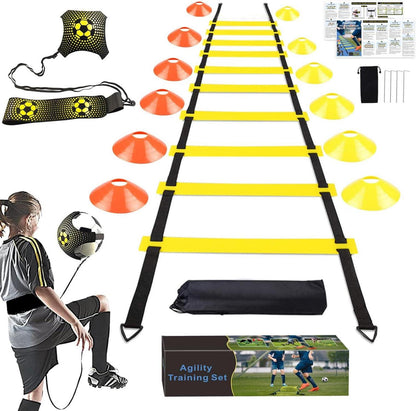 Fussball Trainingsset mit Koordinationsleiter, Hütchen und Kick