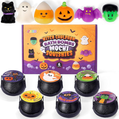 JOYIN Halloween Hexenkessel Badebomben-Set mit Mochi Squishy