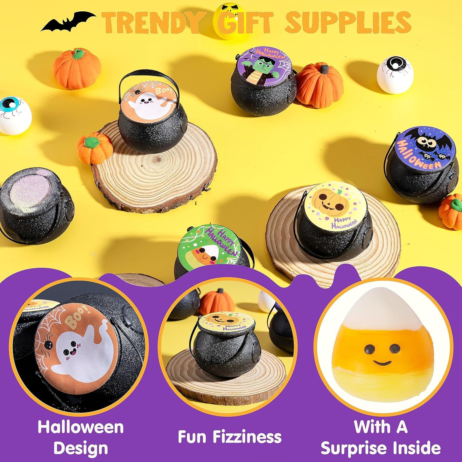 Halloween Hexenkessel Badebomben Set mit Mochi Squishy Spielzeug - 6 Stück