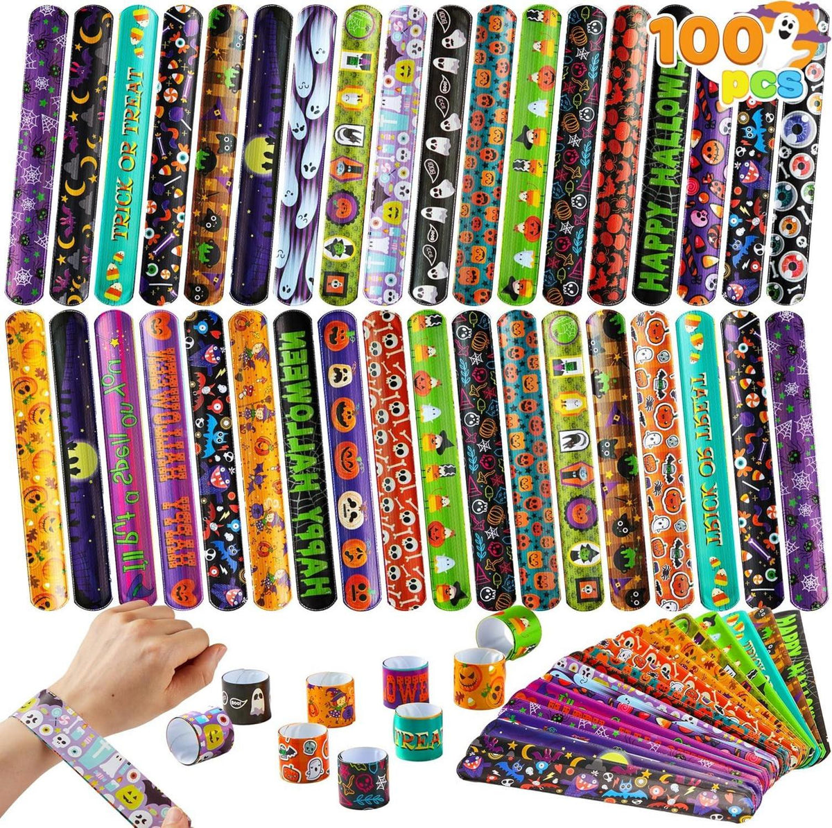 JOYIN Halloween Slap Armbänder für Kinder - 100 Stück