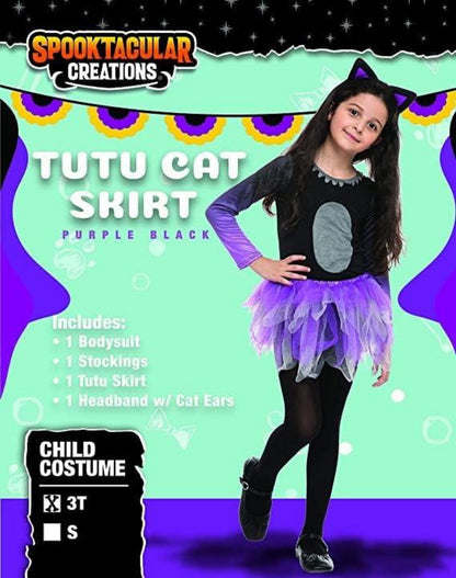 Spooktacular Creations Halloween Katzenkostüm Mädchen lila schwarz Tutu Party 3T