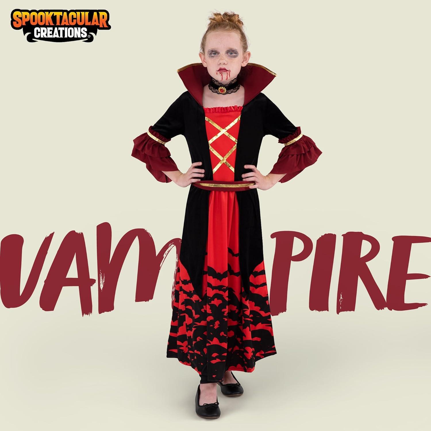 Mädchen Vampirin Halloween Kostüm Gruselig Large 10-12 Jahre