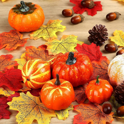 Kesote Herbst Deko Set 120 PCS Kürbis Ahornblatt Tischdeko