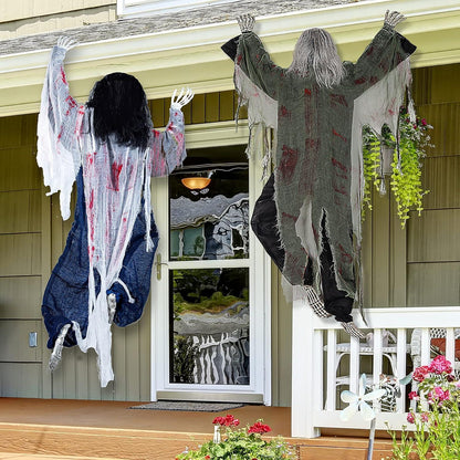 Halloween Kletternde Zombies Wanddekoration 2er Set 80 cm