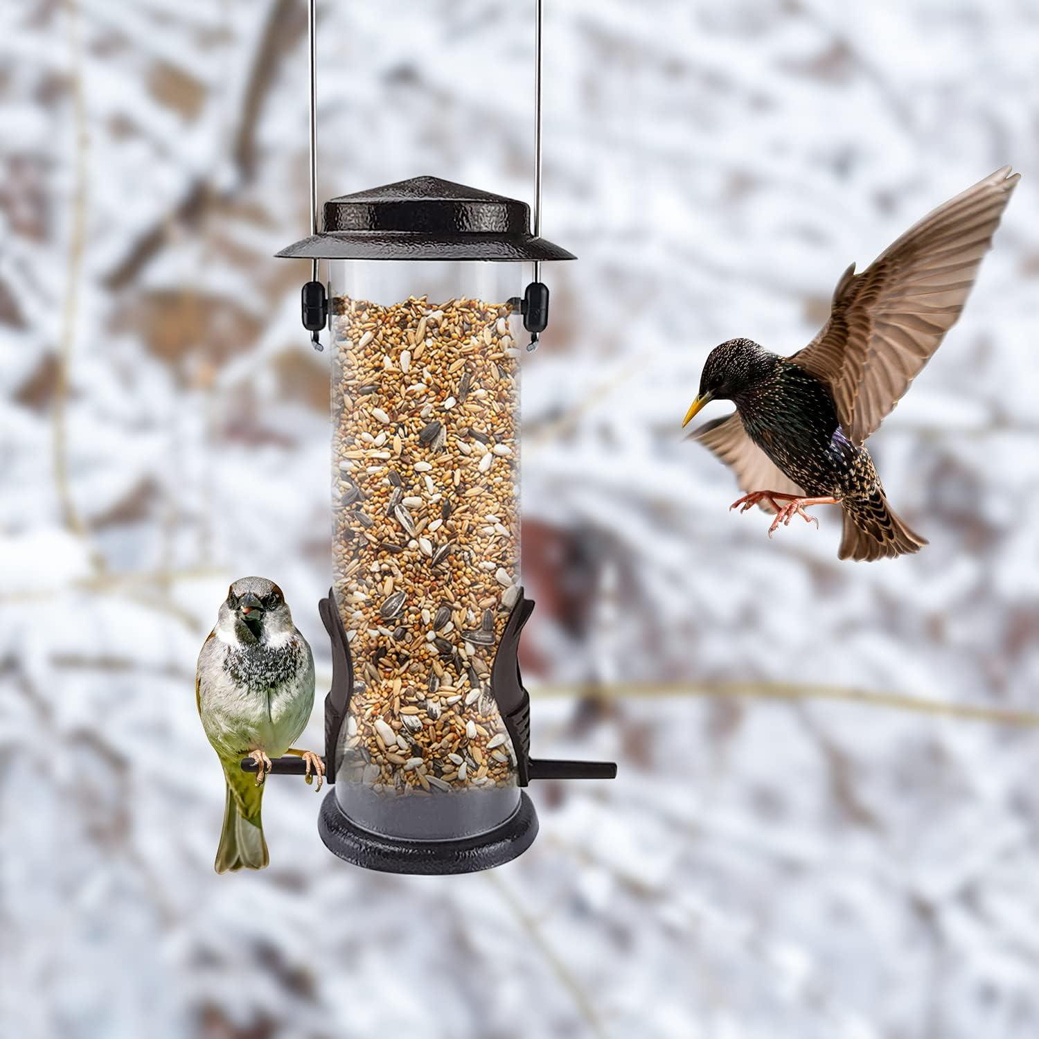 Vogelfutterhaus Metall Aufhängbar Wildvögel 2 Anschlüsse Kaffeebraun