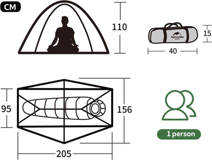 Naturehike Ultraleichtes 1-2 Personen Kuppelzelt wasserdicht und winddicht