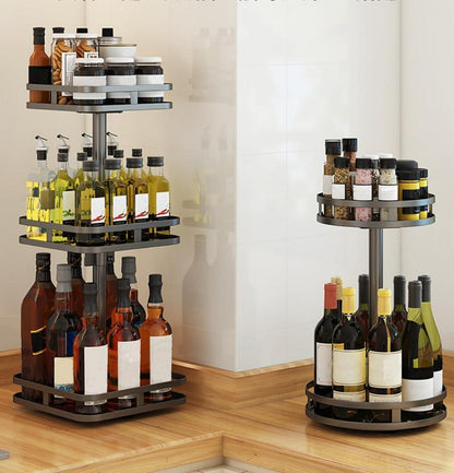 Drehbares Gewürzregal mit 2 Etagen Schwarz Lazy Susan