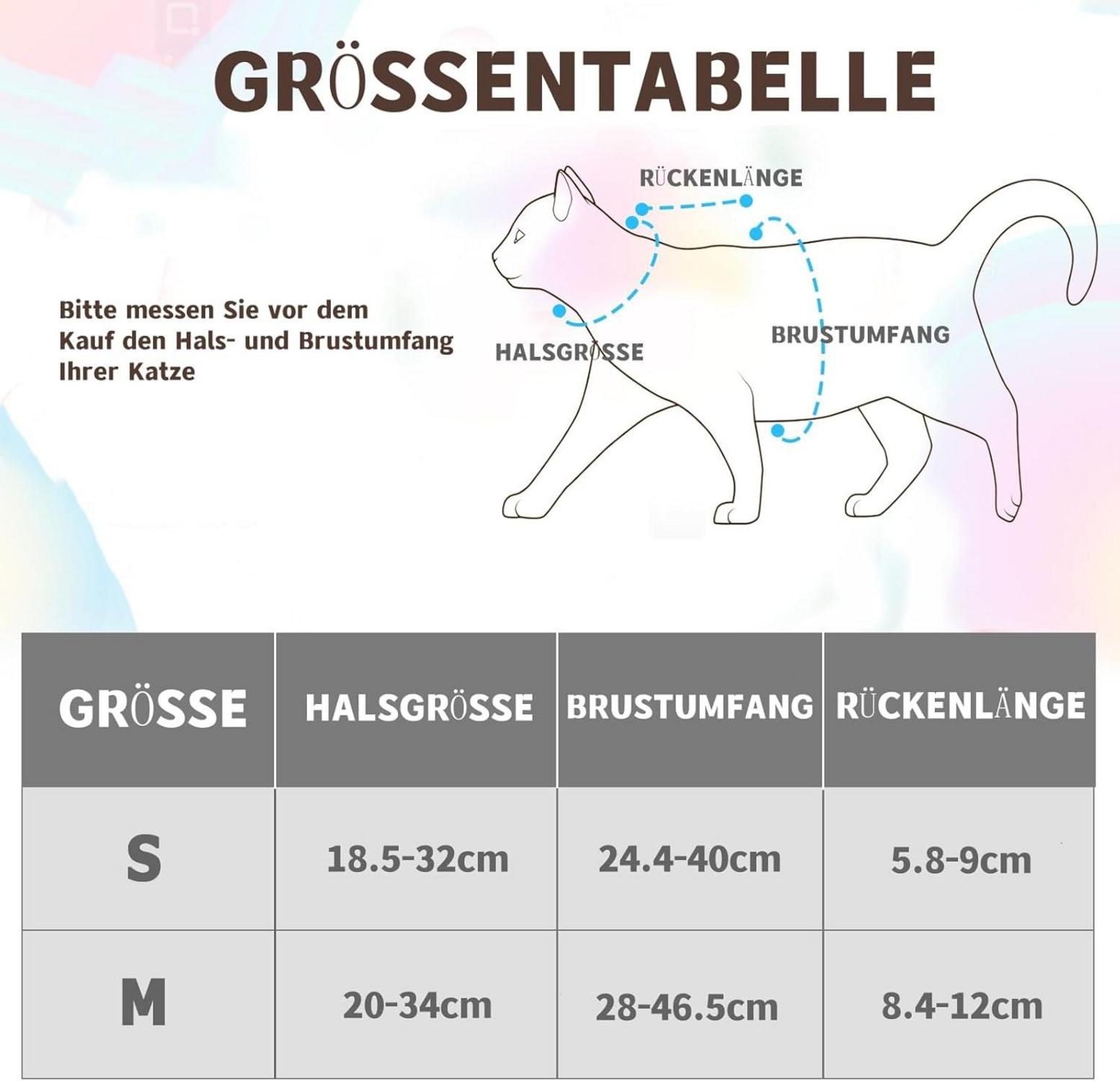Supet Katzengeschirr und Leine Set grau für Katzen/Welpen M