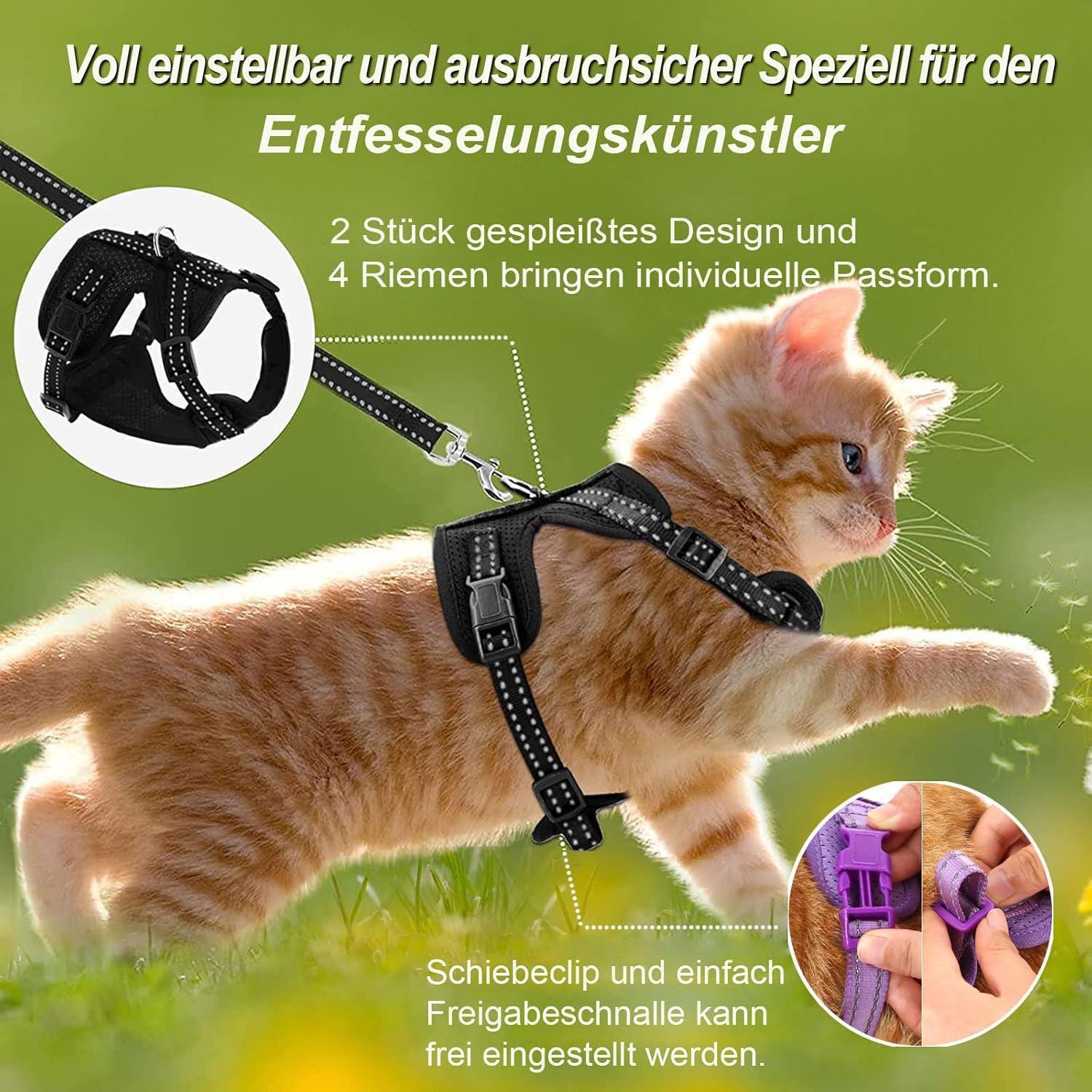 Katzengeschirr Leine Set Fluchtsicher Verstellbar Reflektierende