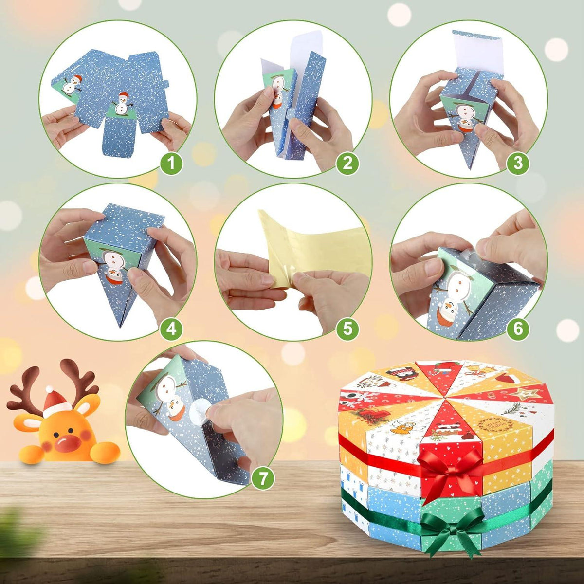 Adventskalender Boxen Weihnachtsmotive Schachteln 24er Set