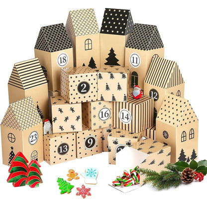 Adventskalender zum Befüllen: 24 Schachteln Haus-Form